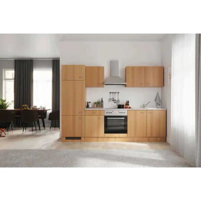 Einbauk&uuml;che K&uuml;chenblock M&ouml;belix Nano Buchefarben/Beige B: 270 cm