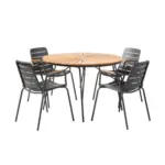 M&ouml;belix Gartentischgruppe Parc 5-teilig Metall/Holz, anthrazit/Natur