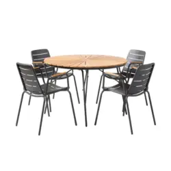 Gartentischgruppe Parc 5-teilig Metall/Holz, anthrazit/Natur