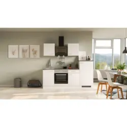 Einbauk&uuml;che K&uuml;chenblock M&ouml;belix Lucca Wei&szlig;/Graubraun B: 220,5 cm