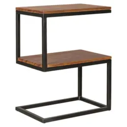 Beistelltisch mit Holzplatten S-Form Akola, Sheesham/Schwarz