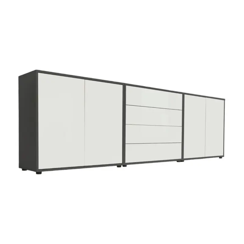 SIDEBOARD Mailand5B:237cm Wei&szlig;/Anthrazit