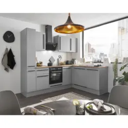 Einbauk&uuml;che Eckk&uuml;che M&ouml;belix Denver Grau/Eiche Dekor 250x175 cm
