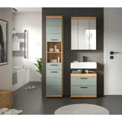 Badezimmer Scout Salbeigr&uuml;n/Eiche D. B: 97 cm