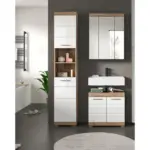 M&ouml;belix Badezimmer Wave Eichefarben Dekor Wei&szlig; HG