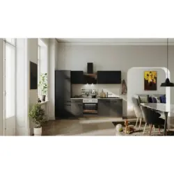 Einbauk&uuml;che K&uuml;chenblock M&ouml;belix Capri Eiche/Schwarz B: 270 cm