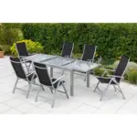 M&ouml;belix Gartentisch ausziehbar Semi Metall/Glas Grau L: 180-250 cm