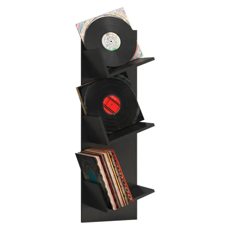 SCHALLPLATTENREGAL Sulda Schwarz B: 33 cm