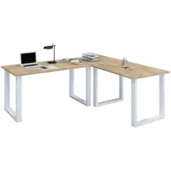 Eckschreibtisch Lona Silberfarben/Eiche D. L: 190cm