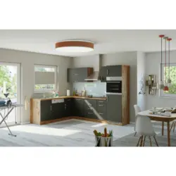 Einbauk&uuml;che Eckk&uuml;che M&ouml;belix Winkelblock ohne Ger&auml;te 270x210 cm Anthrazit