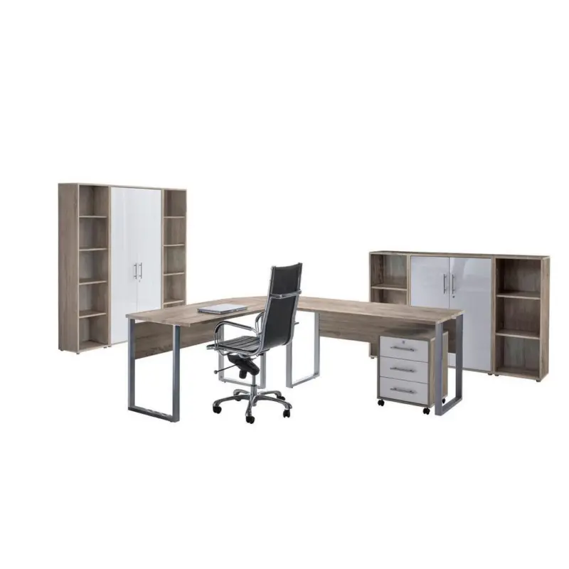 B&uuml;ro Office Edition Eiche Dekor/Wei&szlig; Hochglanz