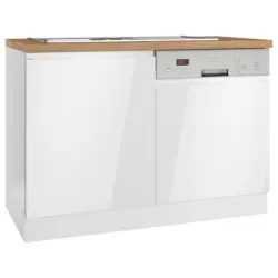 Sp&uuml;lenunterschrank Monza B: 120 cm Wei&szlig;/Eiche Dekor