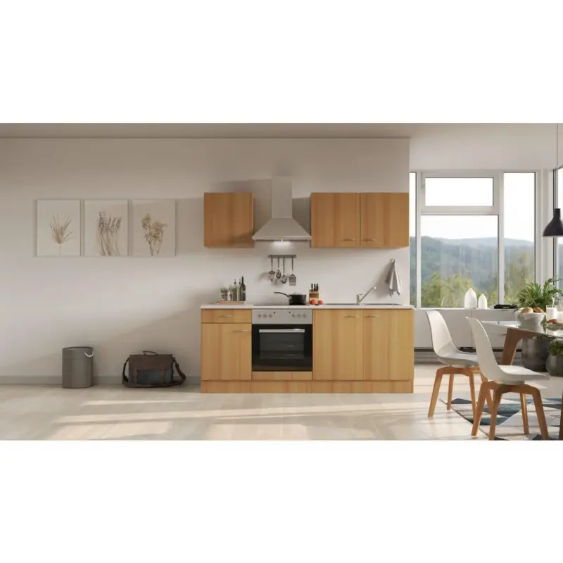 Einbauk&uuml;che K&uuml;chenblock M&ouml;belix Nano Buchefarben/Beige B: 210 cm