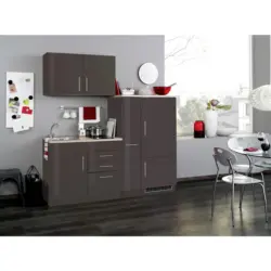 Einbauk&uuml;che K&uuml;chenblock M&ouml;belix Toronto Grau/Eiche Dekor B: 190 cm