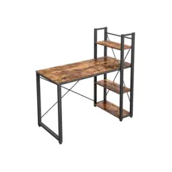 Schreibtisch Iron B: 120 cm, H: 120 cm, Braun/Schwarz
