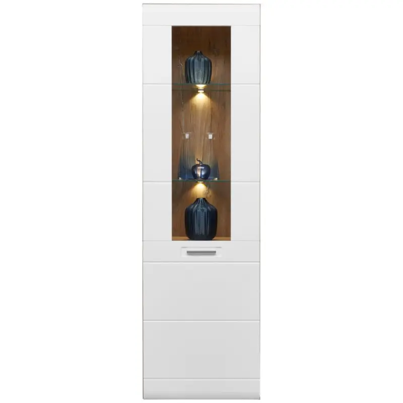 Vitrine Auris B: 60 cm Eiche Dekor/Wei&szlig;