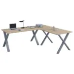 M&ouml;belix Eckschreibtisch Lona 220 cm Silber/Eiche