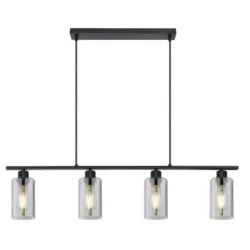 H&auml;ngeleuchte Hadera H: 120 cm 4-Flammig, Rauchglas