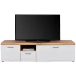 M&ouml;belix TV-Lowboard Auris B: 190 cm Eiche Dekor/Wei&szlig; matt