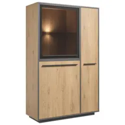 Highboard 101cm Nadiro Wildeiche Dekor/Schwarz Matt