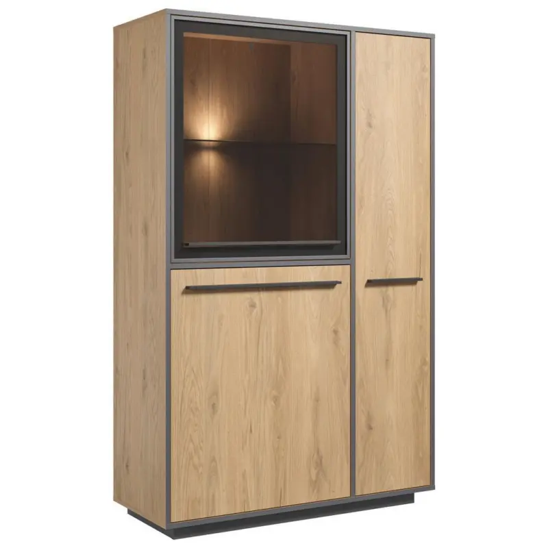 Highboard 101cm Nadiro Wildeiche Dekor/Schwarz Matt