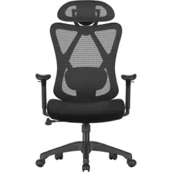 B&uuml;rostuhl mit Kopfst&uuml;tze Schwarz, bis 120 kg