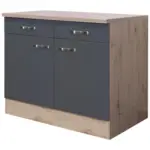 M&ouml;belix K&uuml;chenunterschrank Shadow B: 100 cm Grau/Eiche Dekor
