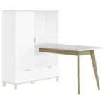 M&ouml;belix Regal mit Schreibtisch Plissee Wei&szlig;/Grandson Eiche B:64,9 cm
