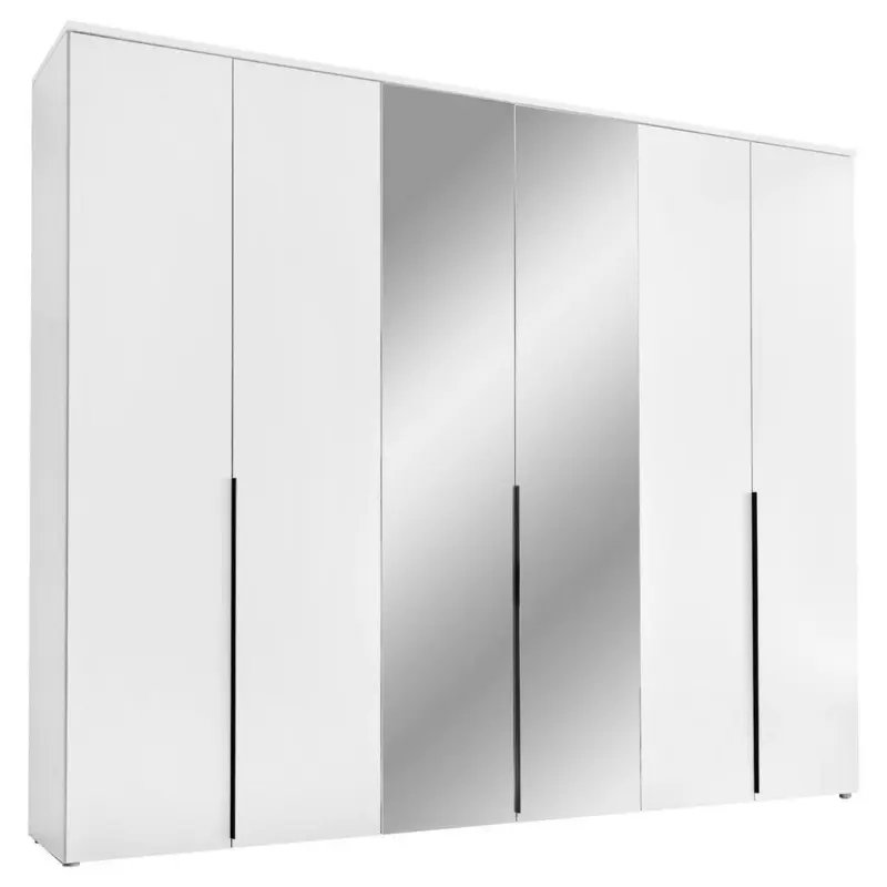 Dreht&uuml;renschrank mit Spiegel 270 cm Kevo, Wei&szlig;