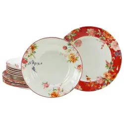 Tafelservice Crimson 12--Teilig. Keramik, Multicolor