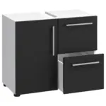 M&ouml;belix Waschbeckenunterschrank Flandu B: 61 cm Schwarz/Wei&szlig; Dekor