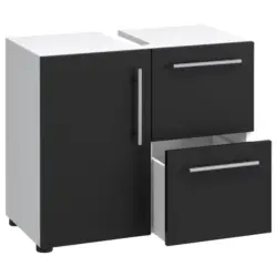 Waschbeckenunterschrank Flandu B: 61 cm Schwarz/Wei&szlig; Dekor