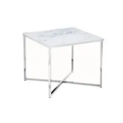 Couchtisch Wei&szlig;/Chromfarben B: 50 cm
