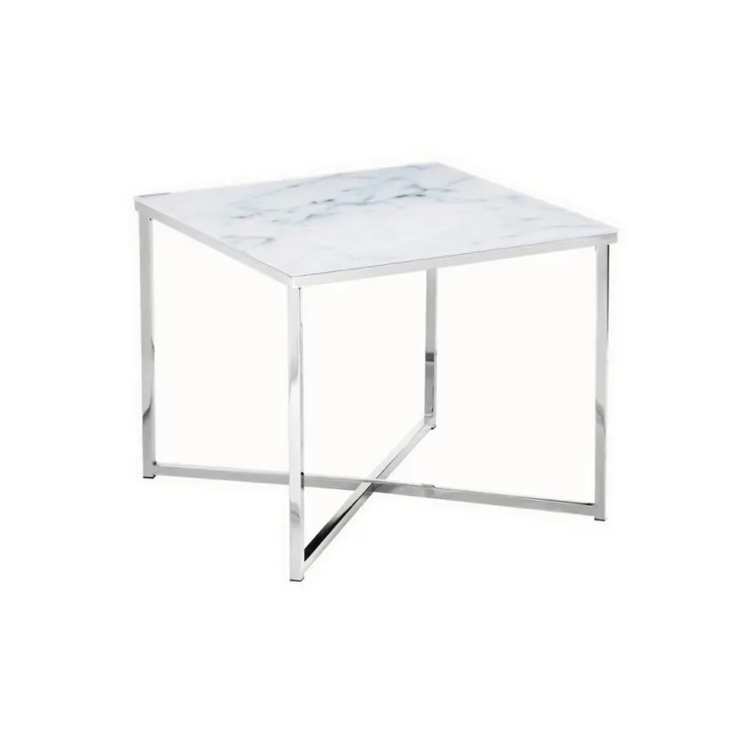 Couchtisch Wei&szlig;/Chromfarben B: 50 cm