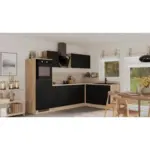 M&ouml;belix Einbauk&uuml;che Eckk&uuml;che M&ouml;belix Capri Eiche/Schwarz S: 280x170 cm