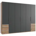 M&ouml;belix Dreht&uuml;renschrank Level 36 A graphit/Eiche Dekor, B: 300cm