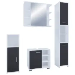 Badm&ouml;bel-Set 4--Teilig. Zalo 140 cm Schwarz/Wei&szlig;