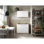 M&ouml;belix MINIK&Uuml;CHE Merle Wei&szlig;/Eiche Dekor B:100cm