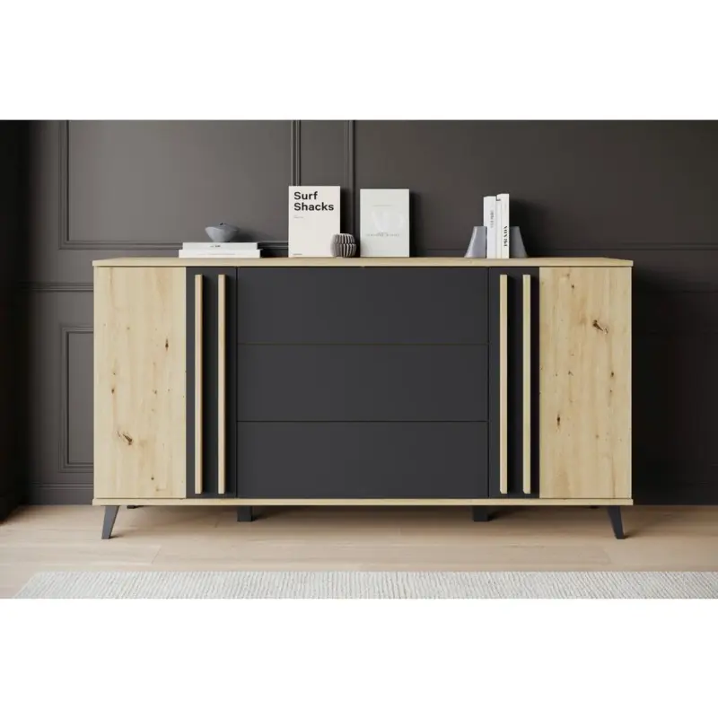 Sideboard Helsinki 150 Eiche Artisan/Schwarz B: 150cm