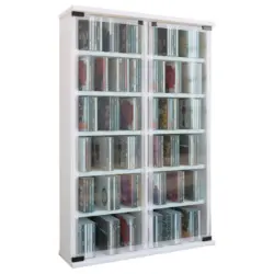 CD Regal mit Glast&uuml;ren Galerie 60 cm Wei&szlig;