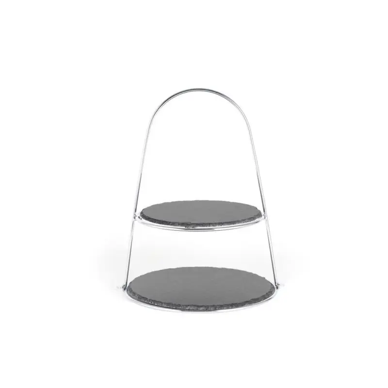 Etagere rund Stein/Metall H: 40 cm 2-St&ouml;ckig