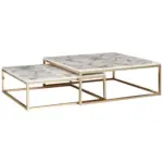 M&ouml;belix Couchtisch 2er-Set in Marmoroptik wei&szlig;/Gold