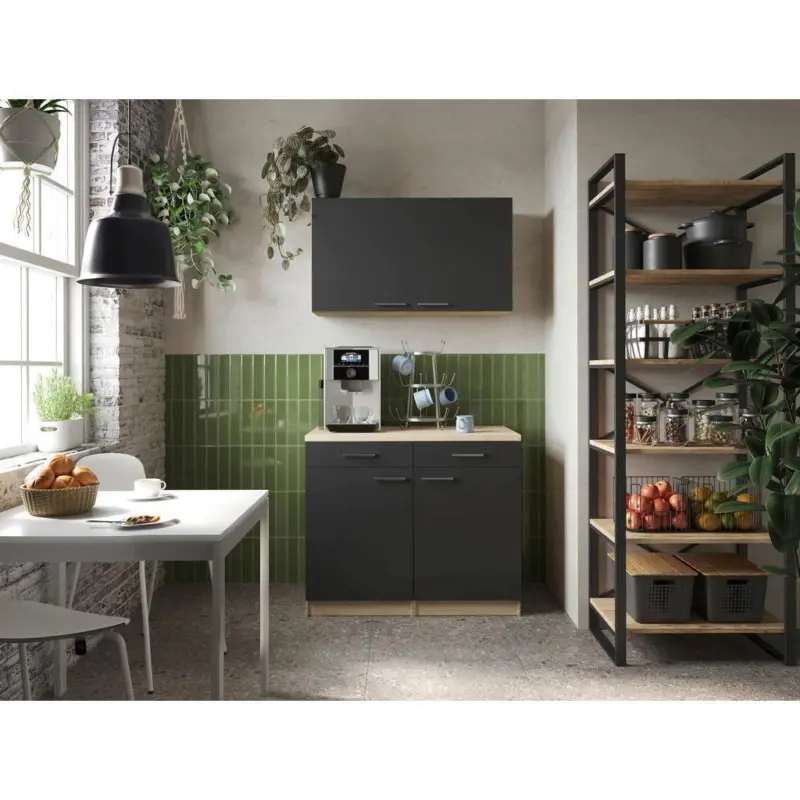 Buffet Merle Schwarz, Eiche Dekor B: 100 cm