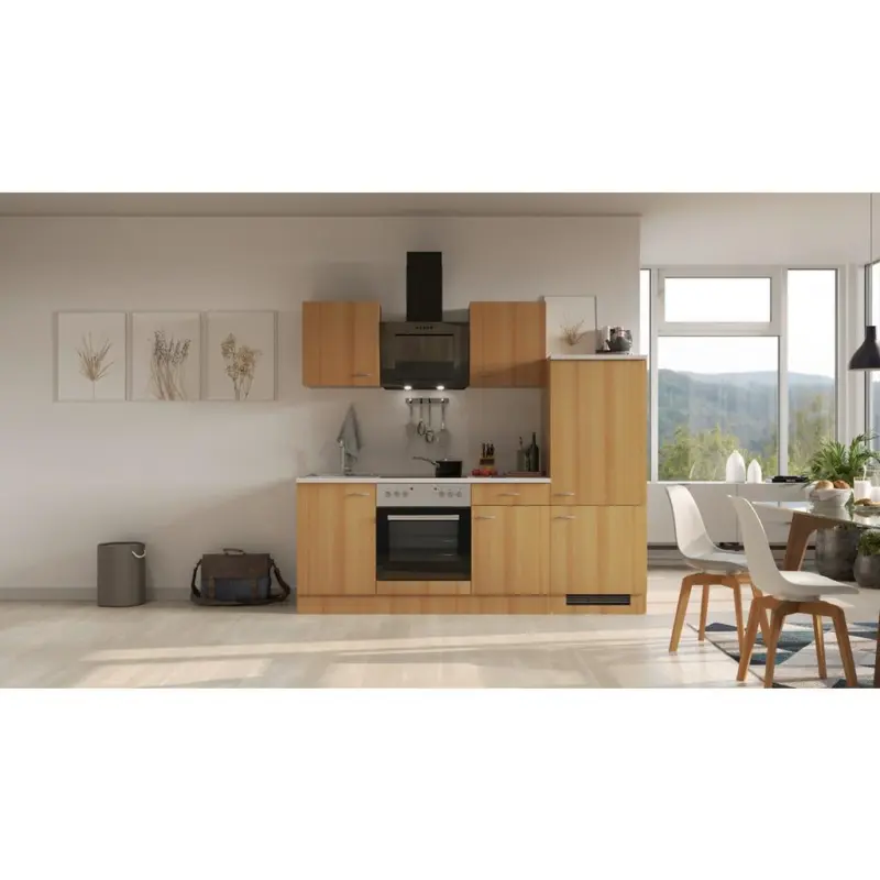 Einbauk&uuml;che K&uuml;chenblock M&ouml;belix Nano Buchefarben/Beige B: 220 cm