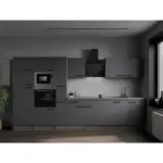 M&ouml;belix Einbauk&uuml;che K&uuml;chenblock M&ouml;belix Oliver Grau, Eiche Dekor B: 370 cm