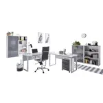 M&ouml;belix B&uuml;ro Office Edition Set Grau/Anthrazit Hochglanz