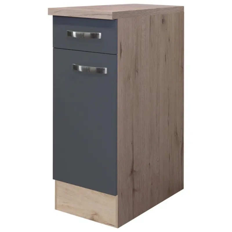 K&uuml;chenunterschrank Shadow B: 30 cm Grau/Eiche Dekor