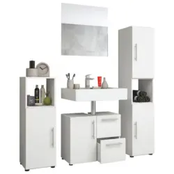 Badm&ouml;bel-Set 4--Teilig. Flandu B: 123 cm Wei&szlig;