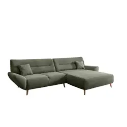 Ecksofa Chenille Dunkelgr&uuml;n S: 290x166 cm