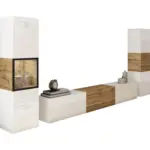 M&ouml;belix Wohnwand mit LED Berlin III Eiche Wotan/Wei&szlig;